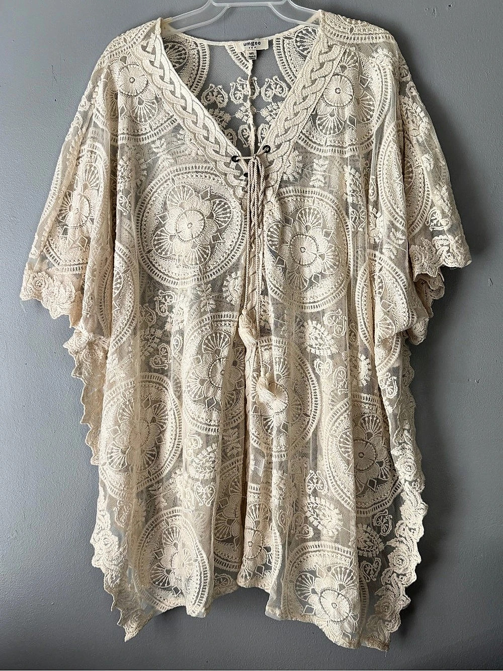 Umgee Style 44305 Lace Tunic in Cream Size M/L